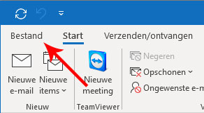 outlook 2019 klik op bestand
