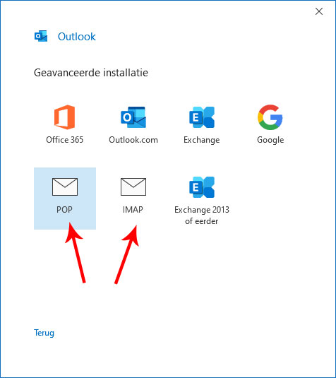 outlook 2019 pop of imap
